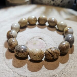Imperial Kalahari Jasper Shamanic Bracelet naramok jaspis kalahari ovalne koralky z mineralov 10x15mm rucna vyroba