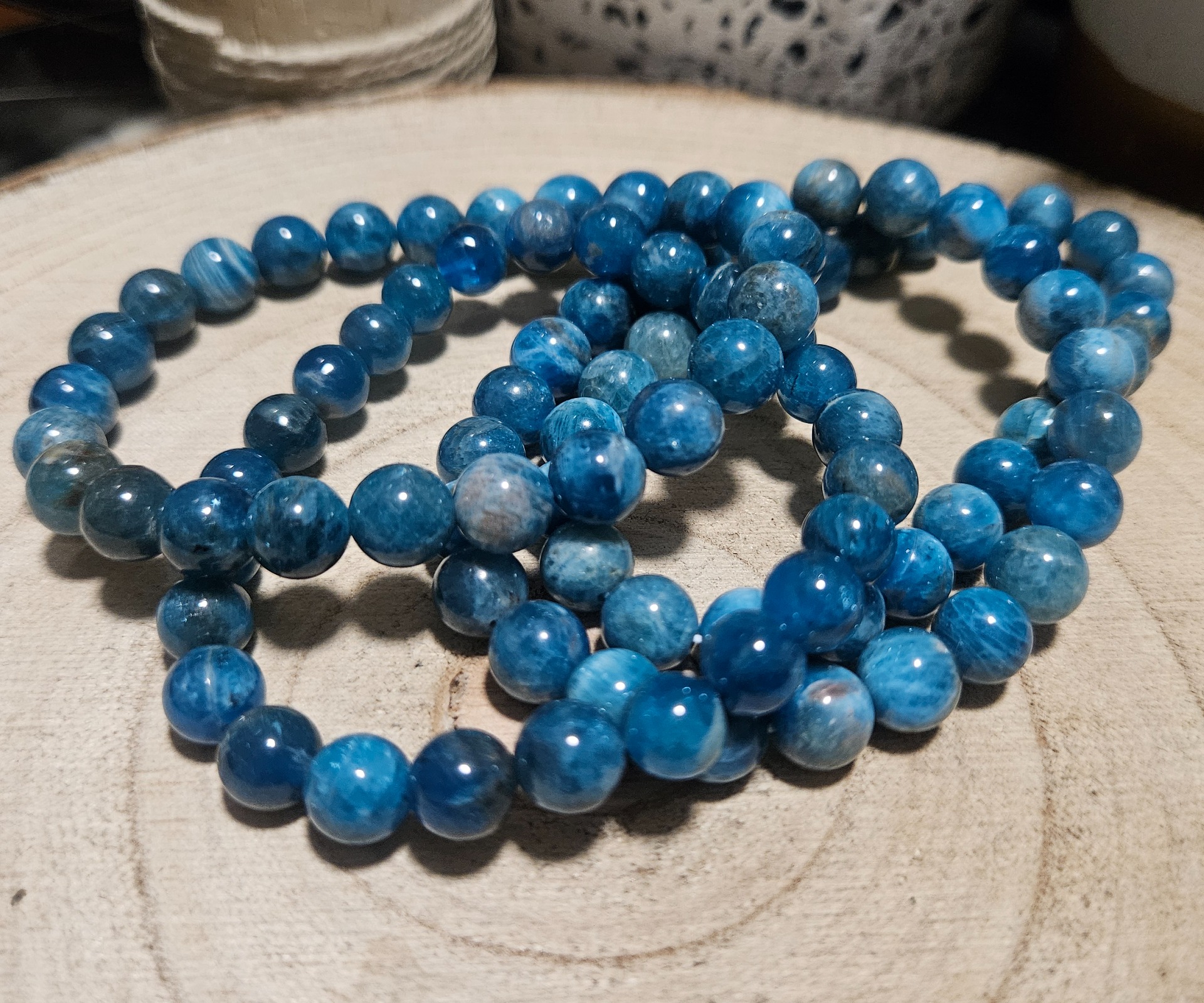 Kruh Sústredenia a Motivácie – Apatitový Guľôčkový Náramok 8 mm (16-18 cm)