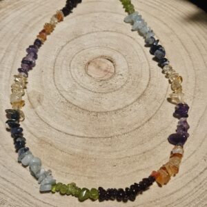 čakrový náhrdelník štiepky minerály 45 cm duchovný štít imperial-mineral