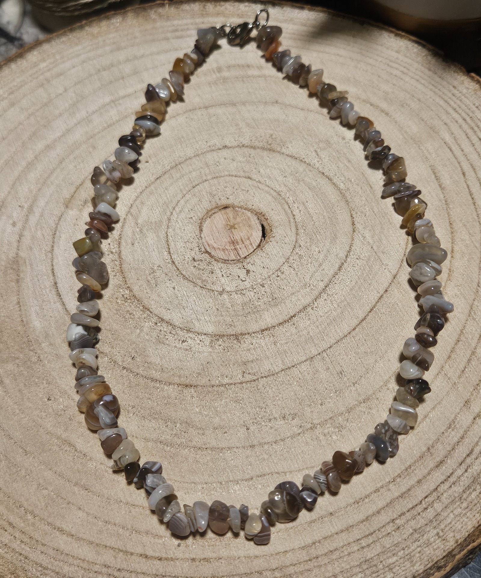 Imperial Botswana Agate Chip Necklace sekaný nahrdelnik achat botswana vnutorny pokoj 47cm