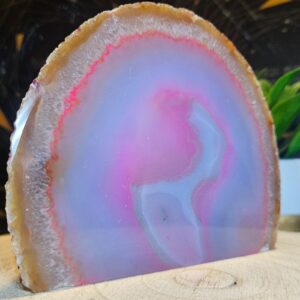 Imperial Light Pink Agate Decor Polished Sliced Geode Pink Aura achatove tazitko kristal 11,5x14cm
