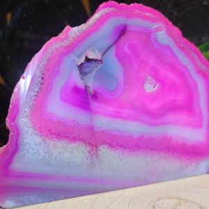 Imperial Pink Portal Agate Druze Geode achatove tazitko ruzova druza rezany mineral 10x14cm