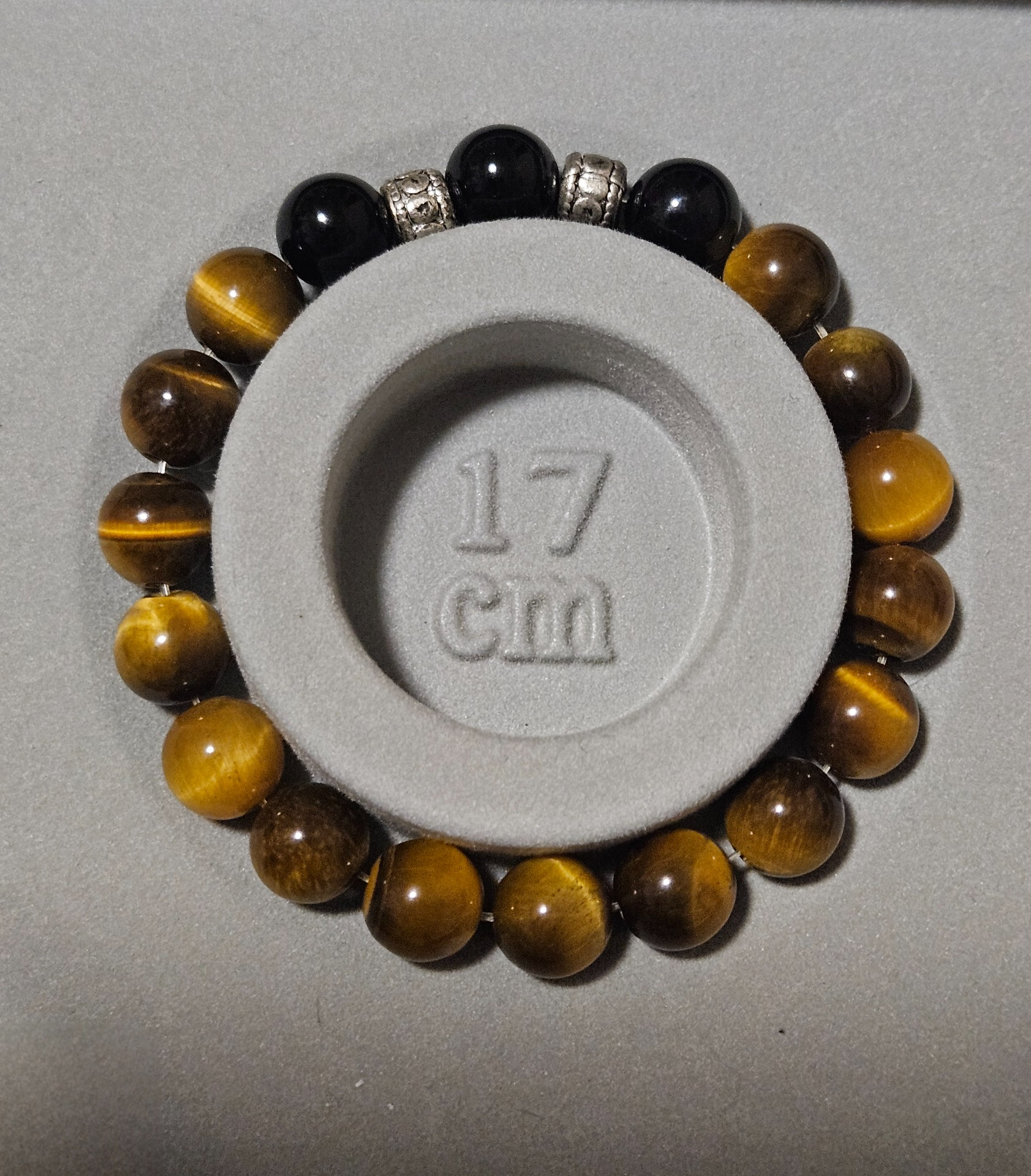 Imperial Onyx Shadow – Náramok vnútornej disciplíny (Prírodné Tigrie oko a Čierny Ónyx – handmade náramok z korálok na pružnej gumičke, 10 mm)