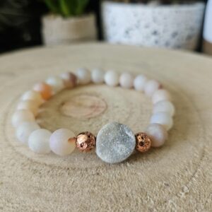 Imperial Agate Inner Light Druze Bracelet naramok achat guličky mini druza 8mm