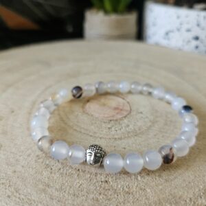 Imperial Grey Harmony Agate Bracelet naramok sivy achat guličky harmonia 6mm