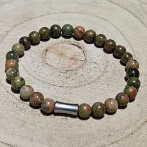unakitovy naramok koralky z mineralov prirodny unakit vlastna tvorba handmade sperky unakit etericky pokoj vnutorna harmonia srdcova cakra imperial-mineral