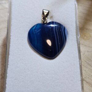 Imperial Blue Agate Heart Aura Shield Pendant privesok srdce modry achat dymovy ochrana 20mm