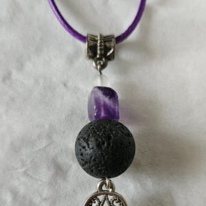 Imperial Amethyst Sentinel ochranný prívesok s ametystom lávovým kameňom a Hamsou